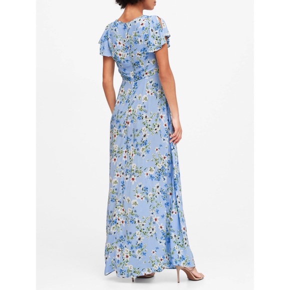 SOLD Banana Republic Ecovero Floral Dress Blue - Picture 3 of 13